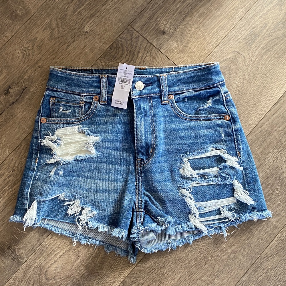 American Eagle outfitters Distressed Mom Shorts Denim Jeans Size 0 NWT I66